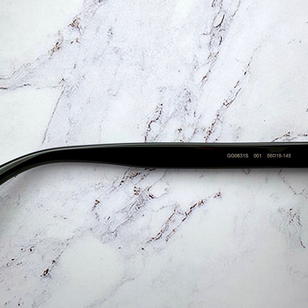 New Gucci Sunglasses Black Acetate Round Gold Metal GG Logo Italy Authentic - Picture 6 of 16